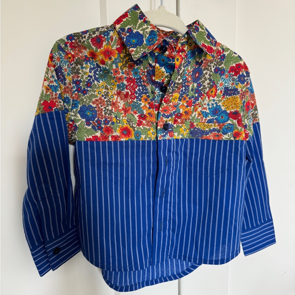Tia Cibani Floral Striped Button-up